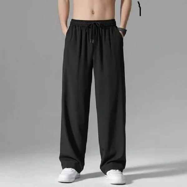 Premium Black Wide Leg Baggy Trouser | Streetwear Comfort Fit (small)