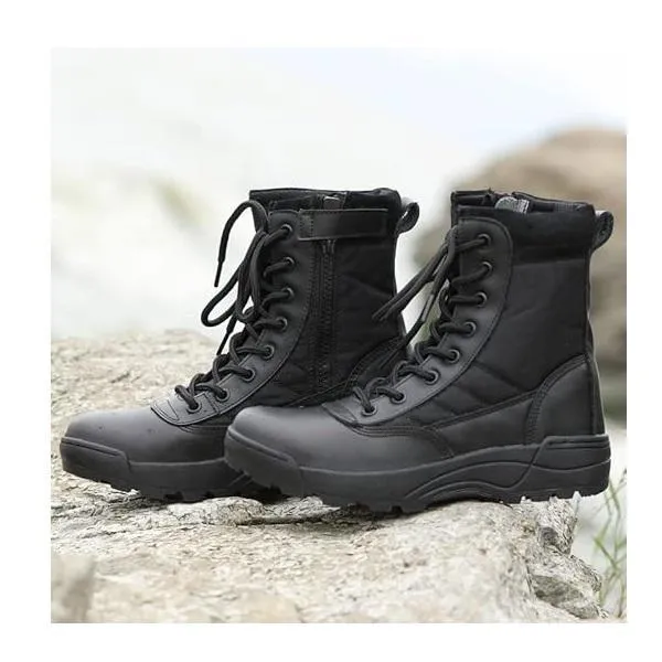 Premium Black Tactical Combat Boots | Heavy Duty & Comfortable (40)