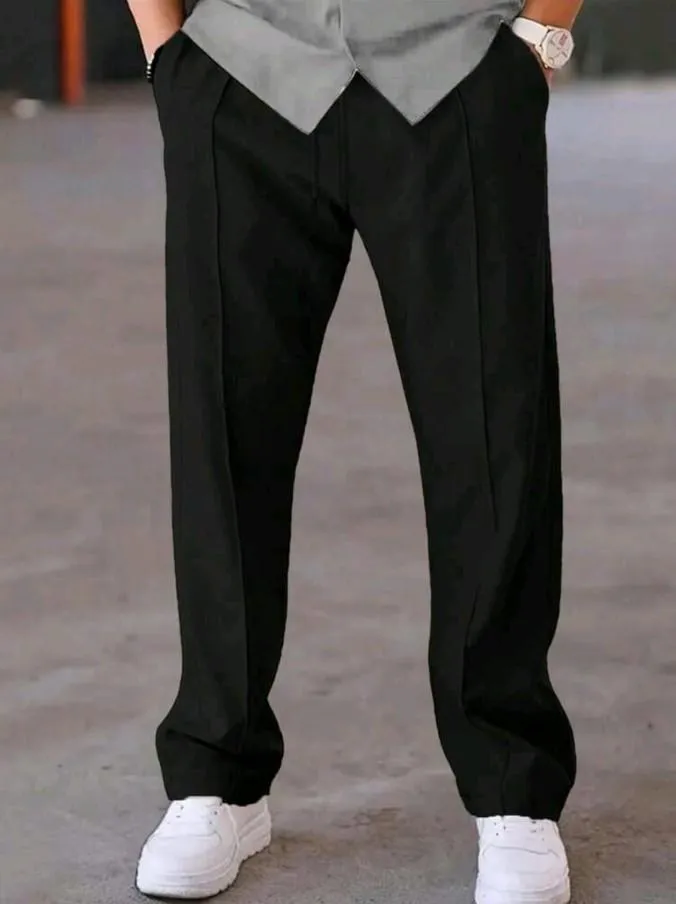 Premium Black Formal Trousers | Slim Fit Casual Pants for Men (small)