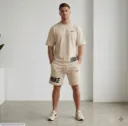 Beige Nike Style Oversized T-Shirt & Shorts Co-ord Set | Premium Cotton