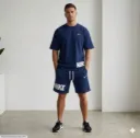 Men Dri Fit Printed Track Suit Blue 2 Pcs Slim Fit